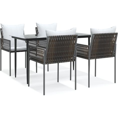 Maison Exclusive - Juego comedor jardín 5 piezas y cojines ratán (1/5)