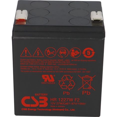 CSB HR1227W High-Rate AGM Bleiakku 12V 6,18Ah 27 W/Zelle bei 15 Min. T2 / Faston 6,3 mm (1/5)