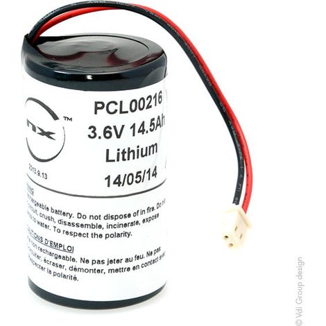 NX – Batterie lithium ER34615M D 3.6V 14.5Ah – Technologie lithium-chlorure de thionyle – Compatible centrales d'alarme – Poids 114,4g