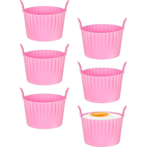 6PCS Moules Muffins Silicone, Moule Muffins en Réutilisables Caissettes, Rose Anti-adhésif Moule Cake Sans BPA Cupcake Tasses de Cuisson en Silicone pour Pâtisseries,Gâteau,Puddings,Parent,Rose