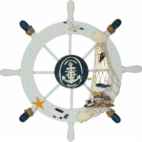 Roue De Bateau Nautique En Bois Bois De Plage Bateau De Direction Art Mural Roue De Bateau En Bois Décoration Murale Sur Le Thème De La Plage Décoration Intérieure Oiseau De Mer (1/5)