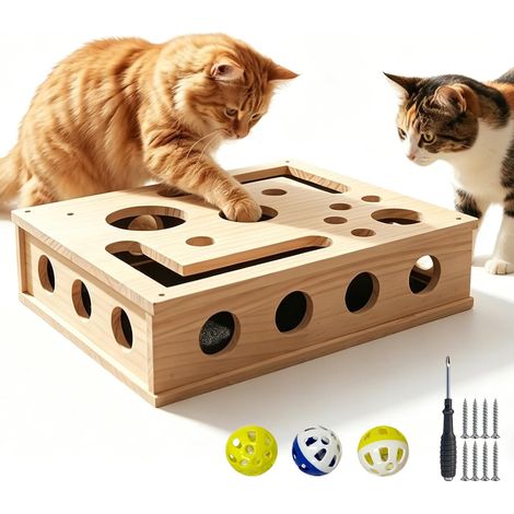 Jouet de soin des griffes pour chat, boîte à limes à griffes, boîte d'occupation, puzzle à gratter, boîte de jeu, boîte d'enrichissement, planches à gratter pour chat pour (1/5)