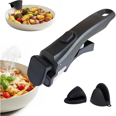 Poignées Amovibles 2 Pièces Poignées De Casseroles Démontables Avec Gants En Silicone Résistants À La Chaleur Poignée Universelle Remplaçable Pour Casseroles E (1/5)