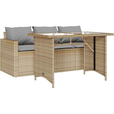 Maison Exclusive - Set da Pranzo da Giardino 2 pz con Cuscini Beige in Polyrattan (1/5)