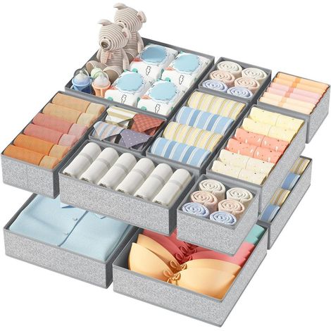 Schrank Organizer Unterwäsche BHS Socken 12 Stück Grau-ameisenmuster (1/5)