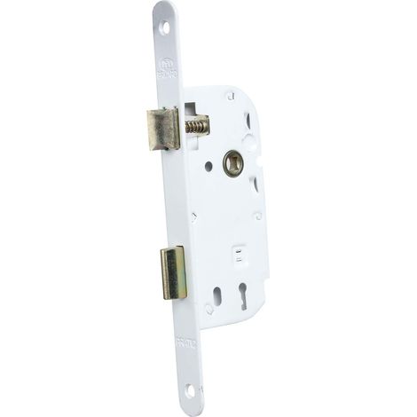 Serrure à encastrer axe 40 mm pour Porte de Chambre à Clé. coloris Blanc (1/5)
