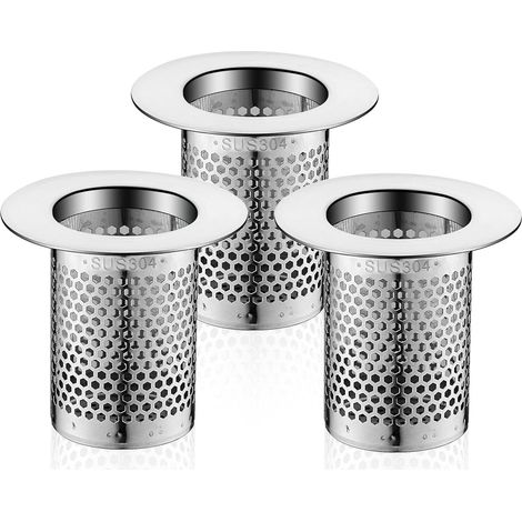 Sollbry Filtre a Cheveux Douche, 3 Pièces Inoxydable Filtre Lavabo Salle de Bain, 5,5 × 5cm Bouchon Lavabo Filtre pour Balcon, Cuisines Filtre de Siphon de Sol Salle (1/5)