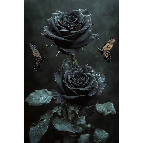 Tableau sur toile fleur sombre 30x45 cm - Impression sur Toile Murale Décorative - Image imprimée en HD sur Toile - Toile sur Châssis en Bois FSC - Fabriqué en France (1/5)