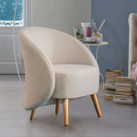 Talamo Italia Sillón Annarella, Sillón de diseño para la sala de estar., 100% Made in Italy, Sillón relax en tela tapizada, Cm 70x60h80, Tórtola, con embalaje reforzado (1/4)