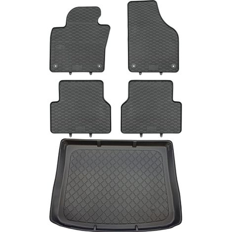 Ensemble de tapis de sol en caoutchouc pour Volkswagen Tiguan I SUV (juillet 2007 - avril 2016) + tapis de coffre.