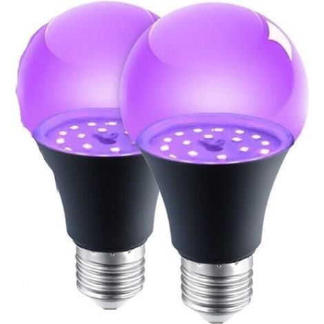 Lampe UV - Douille E27 - Éclairage néon - Éclairage UV pour soirée d'Halloween, cave, discothèque, club (lot de 2 - noir) (1/5)