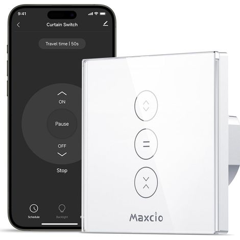Interrupteur Volet Roulant Connecté Compatible Avec Et , Interrupteur Connecté Volet Roulant Intelligent Avec Minuterie Et Commande Vocale, Interrupteur Tactile (1, Blanc) (1/5)