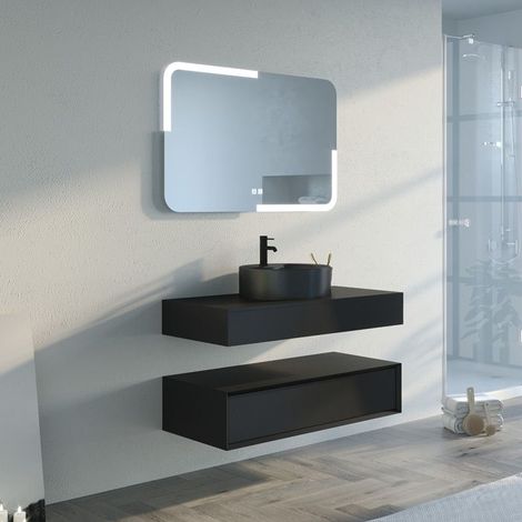 Meuble de salle de bain FABRIANO 1000 Noir mat (1/5)