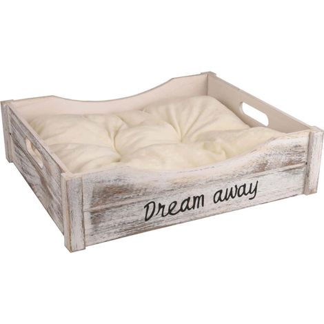 Panier et coussin Clio  rectangulaire. 45 x 38 x 12 cm.  Blanc.  pour chat. - animallparadise