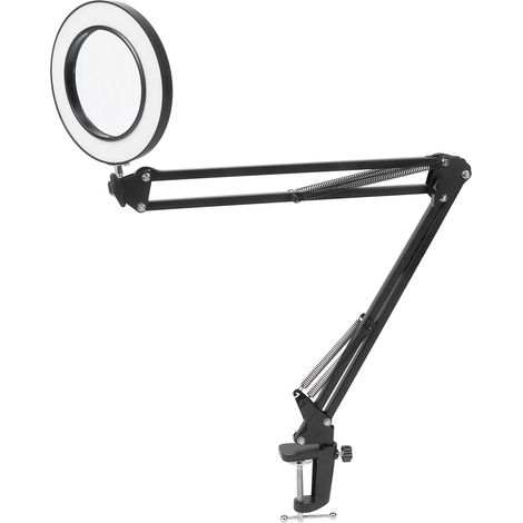 Lampe loupe LED à pince avec 10 niveaux de luminosité, 3 températures de couleur, rotation à 360 degrés, grossissement 5x, spécialement conçue pour la broderie et la sculpture. (1/5)