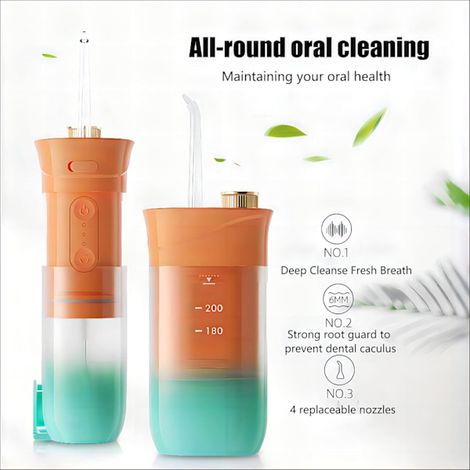 Hydropulseur de 200 ml avec 4 embouts, indice d'étanchéité IPX7, rose. (1/4)