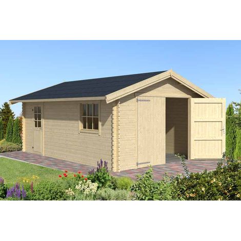 Yarik 540-Log Cabin, Wooden Garden Room, Timber Summerhouse, Home Office - L473.7 x W583 x H273.6 cm