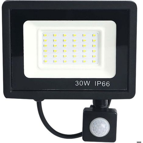 Projecteur LED 30W Noir détecteur de mouvement extérieur IP65 Température de Couleur: Blanc froid 3000k/6500K (1/5)