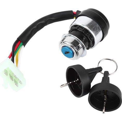 Ignition start switch, 5-wire ignition key start lock for most motorcycles, go-karts, and ATVs