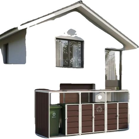 Rangement de poubelle roulante, acier durable, design gain de place, vert armée (1/2)