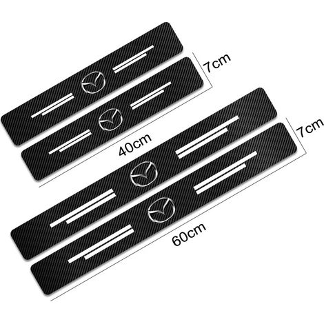 (Noir) 4 autocollants de seuil de porte de voiture en fibre de carbone pour Mazda (1/3)