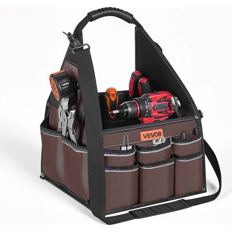 Sac à Outils Ouvert 330 mm, Sac de Rangement d'Outils à 45 Poches, Grande Capacité et Portable, pour Bricolage, Électricien et Chantier, avec Poignée, Bandoulière Réglable et Pieds Antidérapants (1/5)