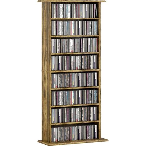 Furniture of storage for CD and DVD to 8 compartment and 6 shelves adjustable, capacity maximum 360 CD / 185 DVD and Blu-ray, brown (1/5)