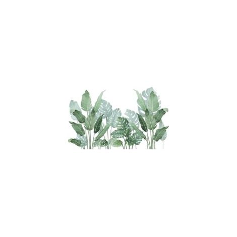2-teiliges Wandtattoo-Set, 30 x 90 cm, tropisches grünes Blattmuster, dekoratives Wandtattoo für Wohnzimmer, Schlafzimmer, Küche, Büro – Crezuo