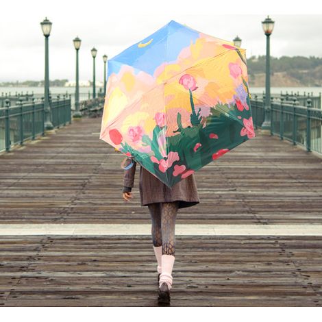 Parasol compact pliable à 5 niveaux et 6 baleines - Multi-usages Protection contre le soleil la pluie Parapluie de voyage pour l'extérieur (1/5)