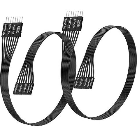 câbles d'extension pour panneau avant de carte mère ruban plat pour LED LED POWER POWER SW RESET SW noir 50 cm (1/5)