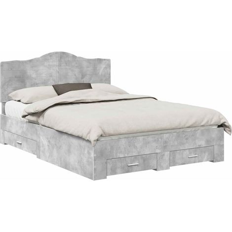 Bed Frame Concrete Grey 140 x 200 cm Engineered Wood vidaXL