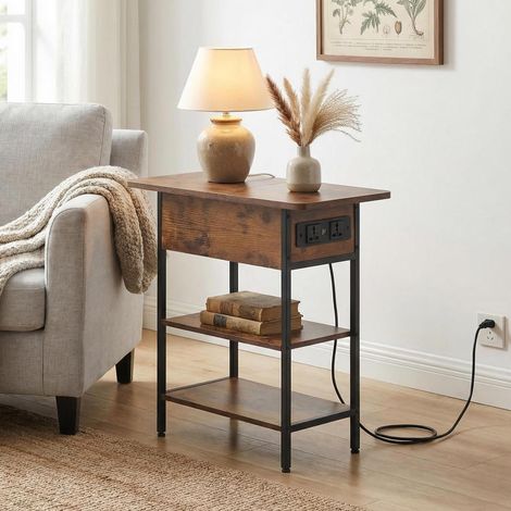 FurnitureR Extendable Desk with Power Outlet USB and Storage Shelves (1/5)