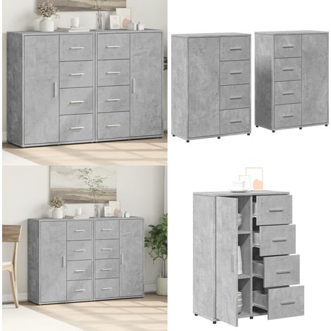 Buffets 2 pcs gris béton 60x31x84 cm bois d'ingénierie - Buffet - Armoire De Rangement - Meuble TV - Meuble Salon - Mobilier Moderne - Home & Living (1/5)