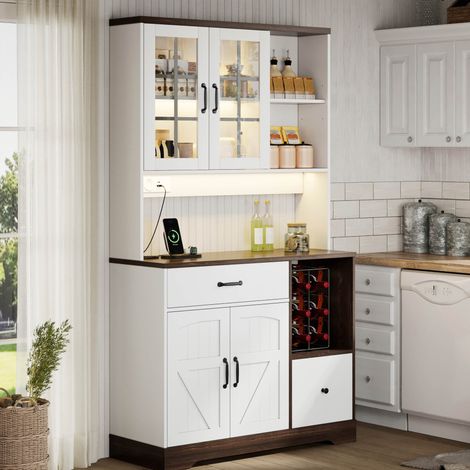 Buffetschrank mit LED und Steckdosen 105x40x185 MDF OKMYHOME (1/5)