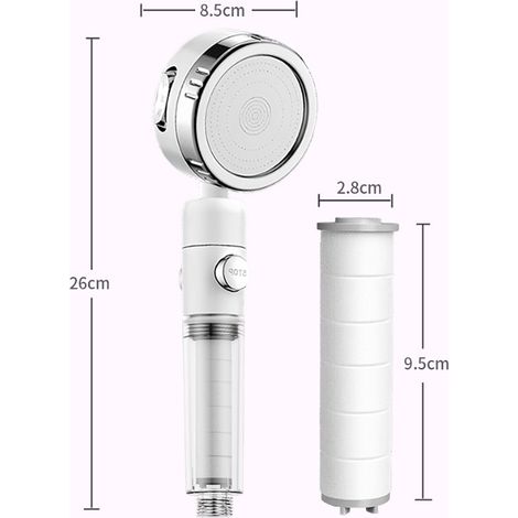 Pommeau de douche filtrant 3 niveaux de filtration – Douchette à main avec filtre PP et 3 cartouches filtrantes (1/5)