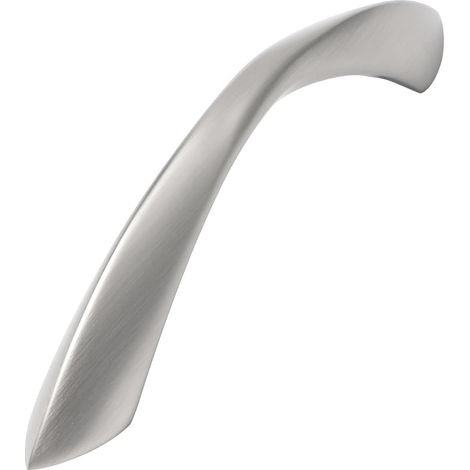 Due maniglie per mobili (interasse fori circa 76 mm), maniglie ad arco a spirale color argento, in lega di zinco, per mobili da cucina e mobili da bagno. (1/5)