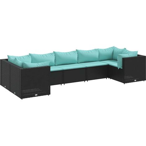 vidaXL Set Salotto da Giardino con Cuscini 7pz Nero Polyrattan (1/5)