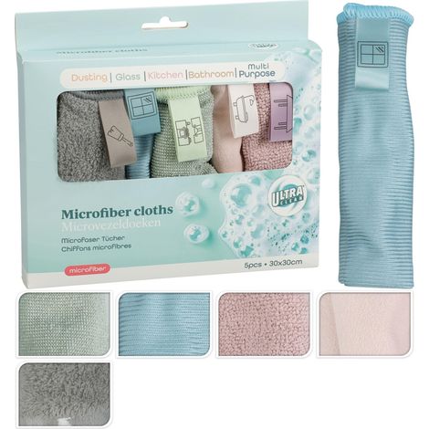 Panni universali in microfibra, set da 5, 30x30 cm