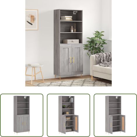Holzwerkstoff - Highboard Grau Sonoma 69,5x34x180 cm Holzwerkstoff (1/5)