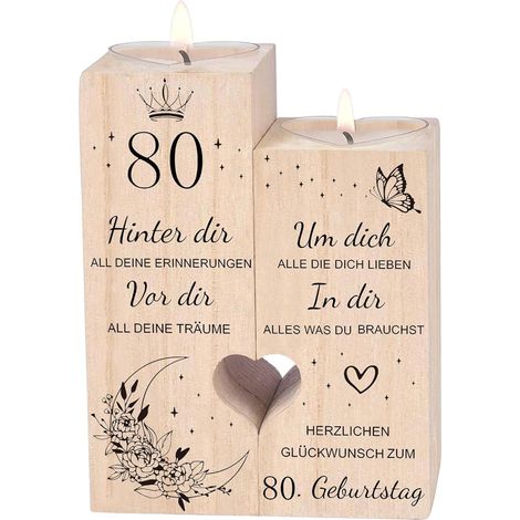 80. Geburtstag Herz Kerzenständer Deko Geschenk Frau Mann Mama Vater Schwester (1/5)