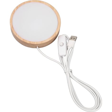 Socle d'exposition LED RGB rond en bois éclairé pour acrylique verre résine art lumière colorée (1/5)