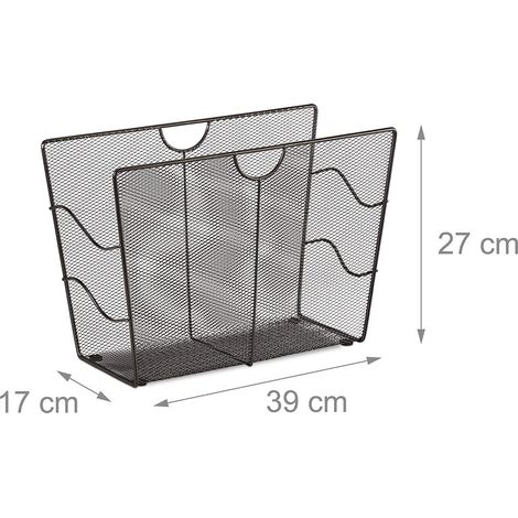 Porte-revues en maille métal porte-journaux trieur en maille tressée 39 cm noir