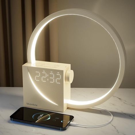 Réveil Lumière Lampe De Chevet,Touch Control, 10W Charge USB, 3 Niveaux Luminosité,Aide au Sommeil Bébés,Adultes (Minimaliste) (1/5)