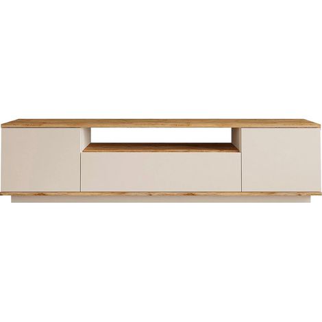 Meuble TV avec 3 portes et 1 niche - Beige et naturel - LOTULA (1/5)