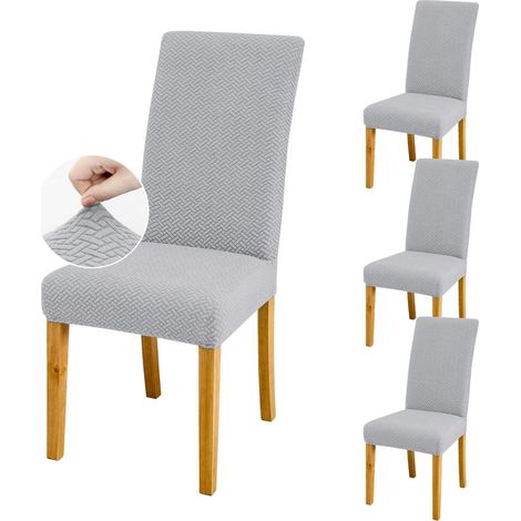 Housses de chaise extensibles pour salle à manger, lot de 4/6/8, gris clair, lavables (1/5)