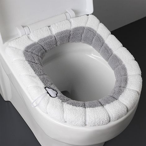 Couvre-Abattant De Toilette - Tissu Polyester Lavable - Universel Pour Abattants Ronds Et Allongés - Épais Et Doux - 1 Pièce (1/5)