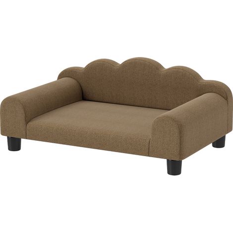 Elevated Dog Sofa Bed, Breathable Pet Sofa with Backrest Armrest for Small Dogs, Brown (1/5)