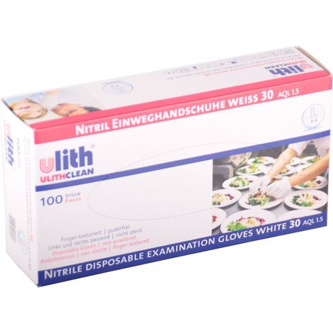 Nitril-Einweghandschuhe Gr.L (8-9) weiß 100 St. Schutzhandschuhe Gummihandschuhe (1/3)