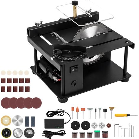 Mini Scie Circulaire de Table 200W 3000 tr/min avec Arbre Flexible pour Gravure – Scie Électrique avec 4 Lames Mandrin, Angle de Coupe 0–90° et Profondeur 35 mm (1/5)
