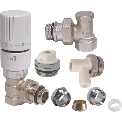 Kit thermostatique equerre nickelé